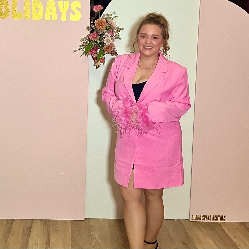 Pink Ruffled Blazer Dress - Picture 2 of 2
